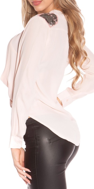 blouse with shoulderapplications Apricot